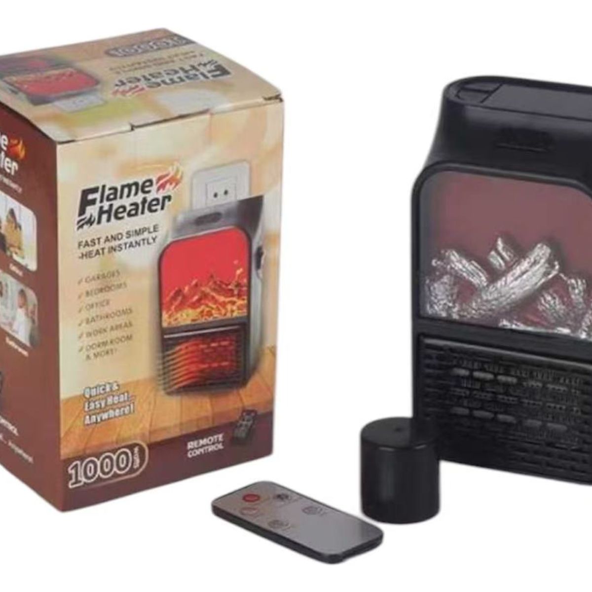 GENERICO - Mini Calefactor De Ambiente Chimenea Flame Heater Llama 3d Negro