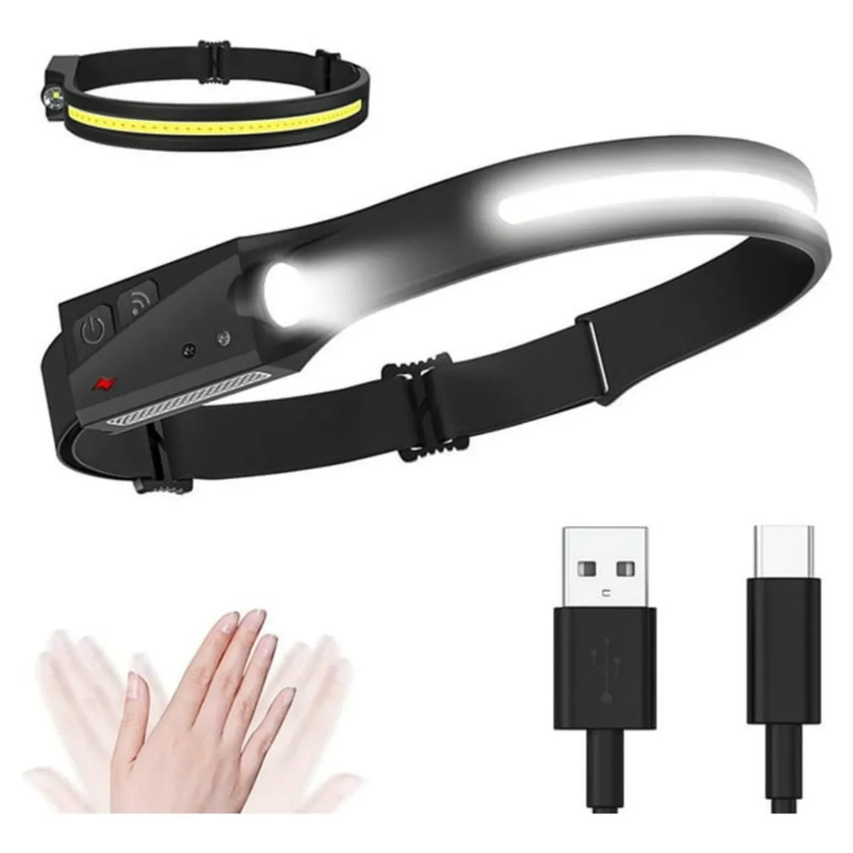 GENERICO - Linterna Led Cabeza Cintillo Recargable 350lm Luz Blanco