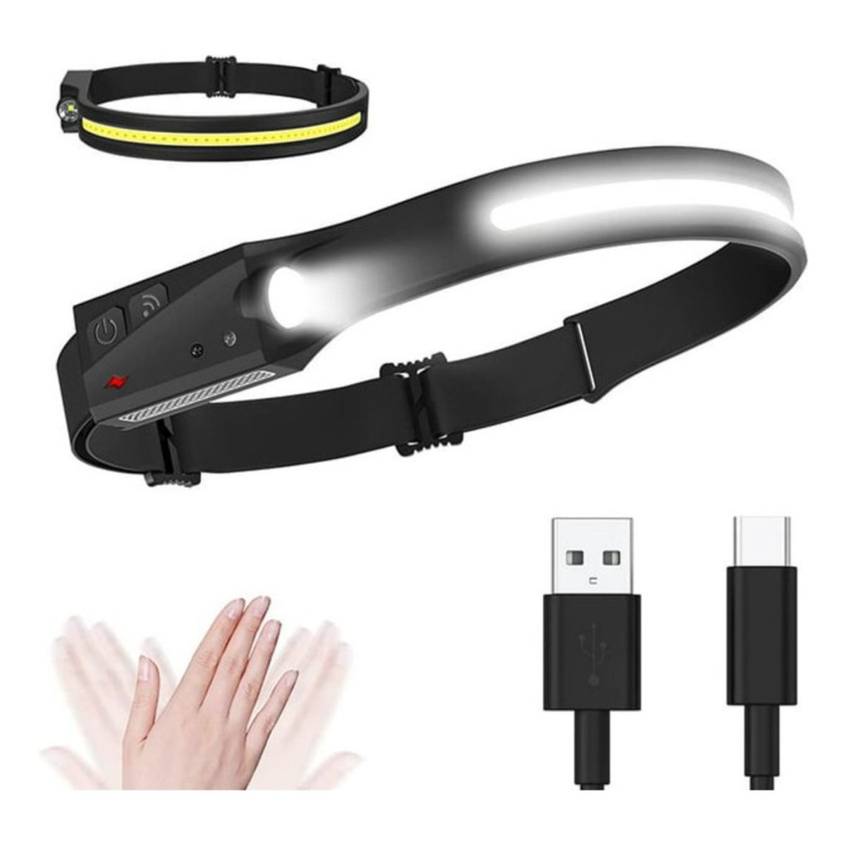 GENERICO - Linterna Led Cabeza Cintillo Recargable 350lm Luz Blanco