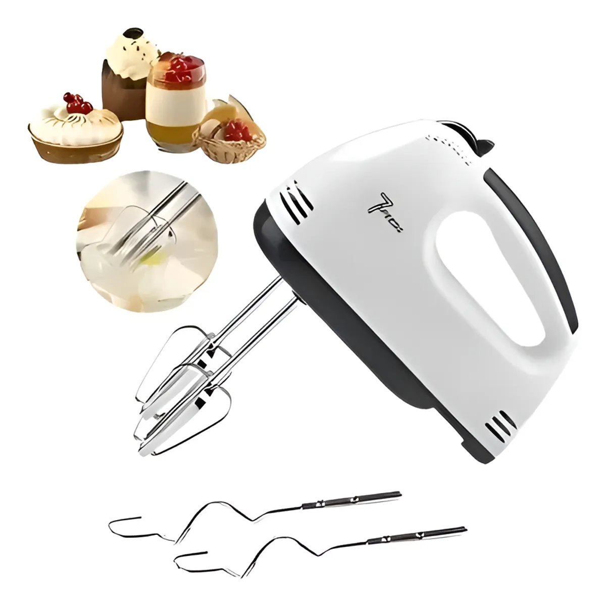 GENERICO - Batidora Electrica Multifuncional 7 Velocidades Reposteria Blanco