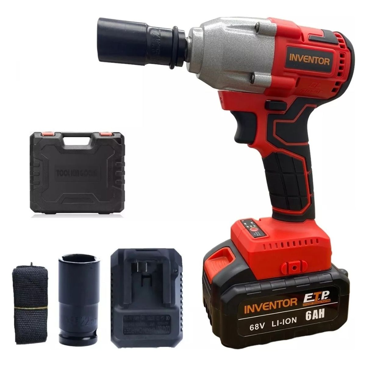 GENERICO - Llave Pistola Impacto Inalambrica Taladro Electrico Impacto Rojo