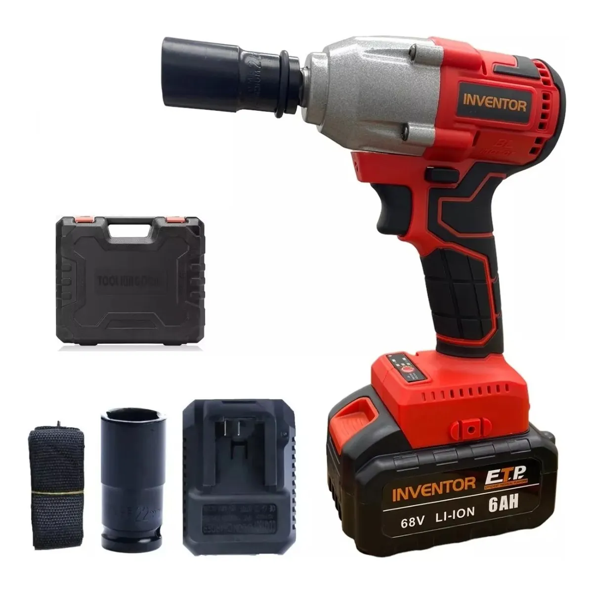 GENERICO - Llave Pistola Impacto Inalambrica Taladro Electrico Impacto Rojo