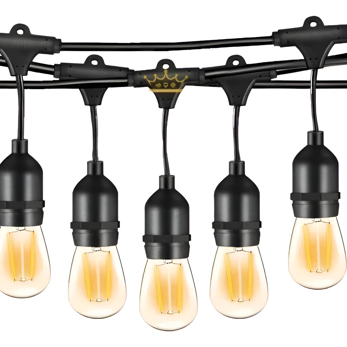 GENERICO - Guirnalda Impermeable 10m Sockets Sin Foco E27 Negro