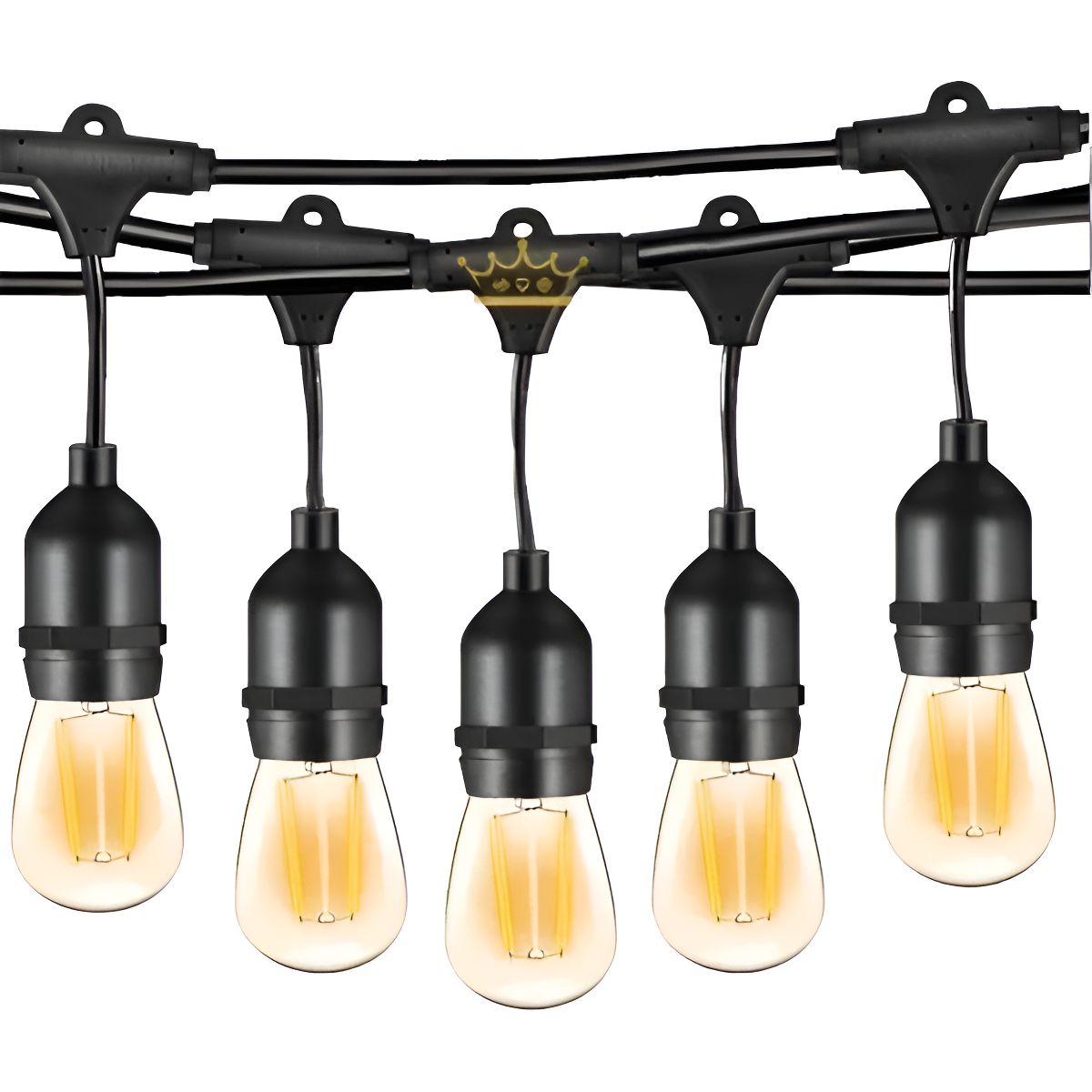 GENERICO - Guirnalda Impermeable 10m Sockets Sin Foco E27 Negro