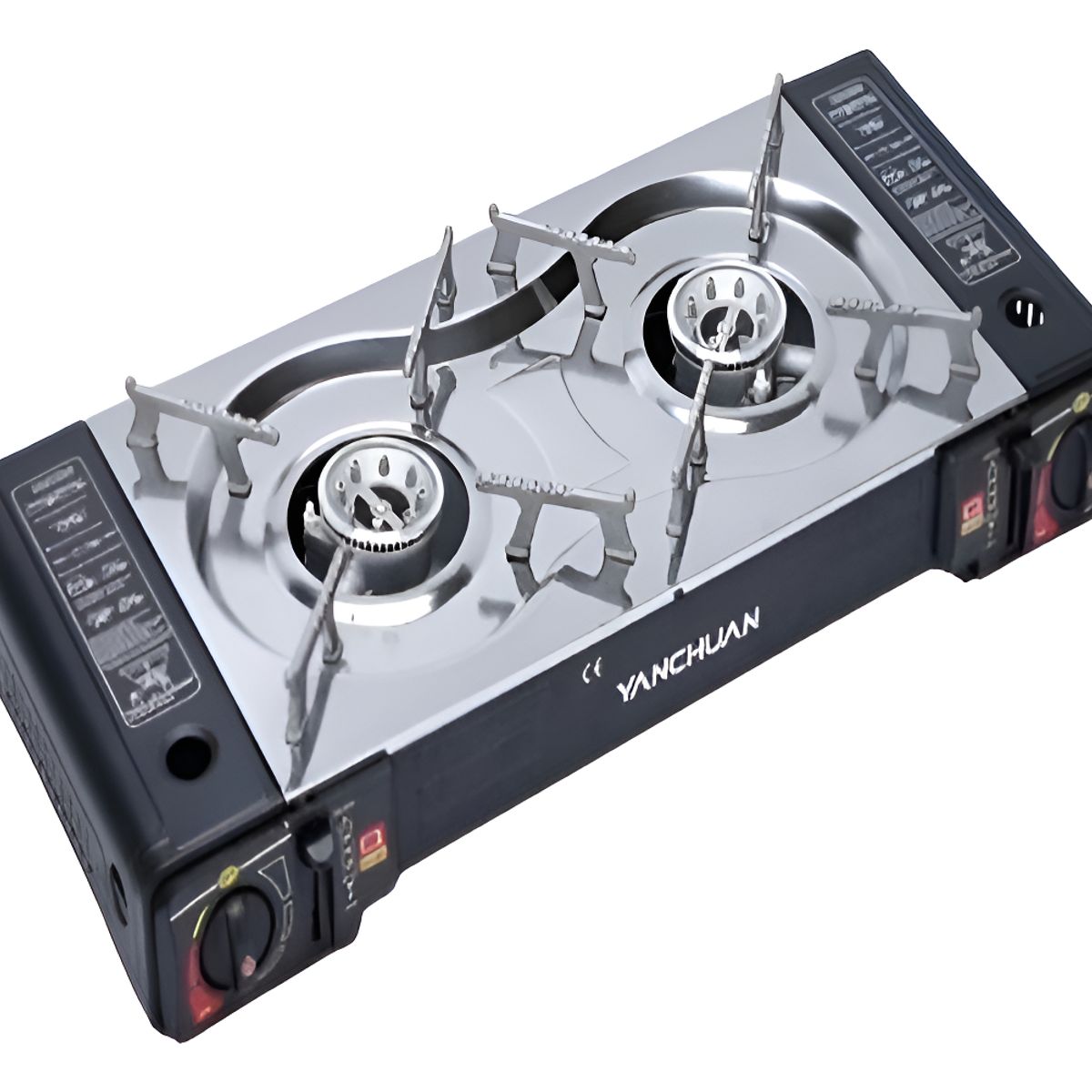 GENERICO - Cocinilla Encimera Portátil 2 Quemadores Porta Gas Negro