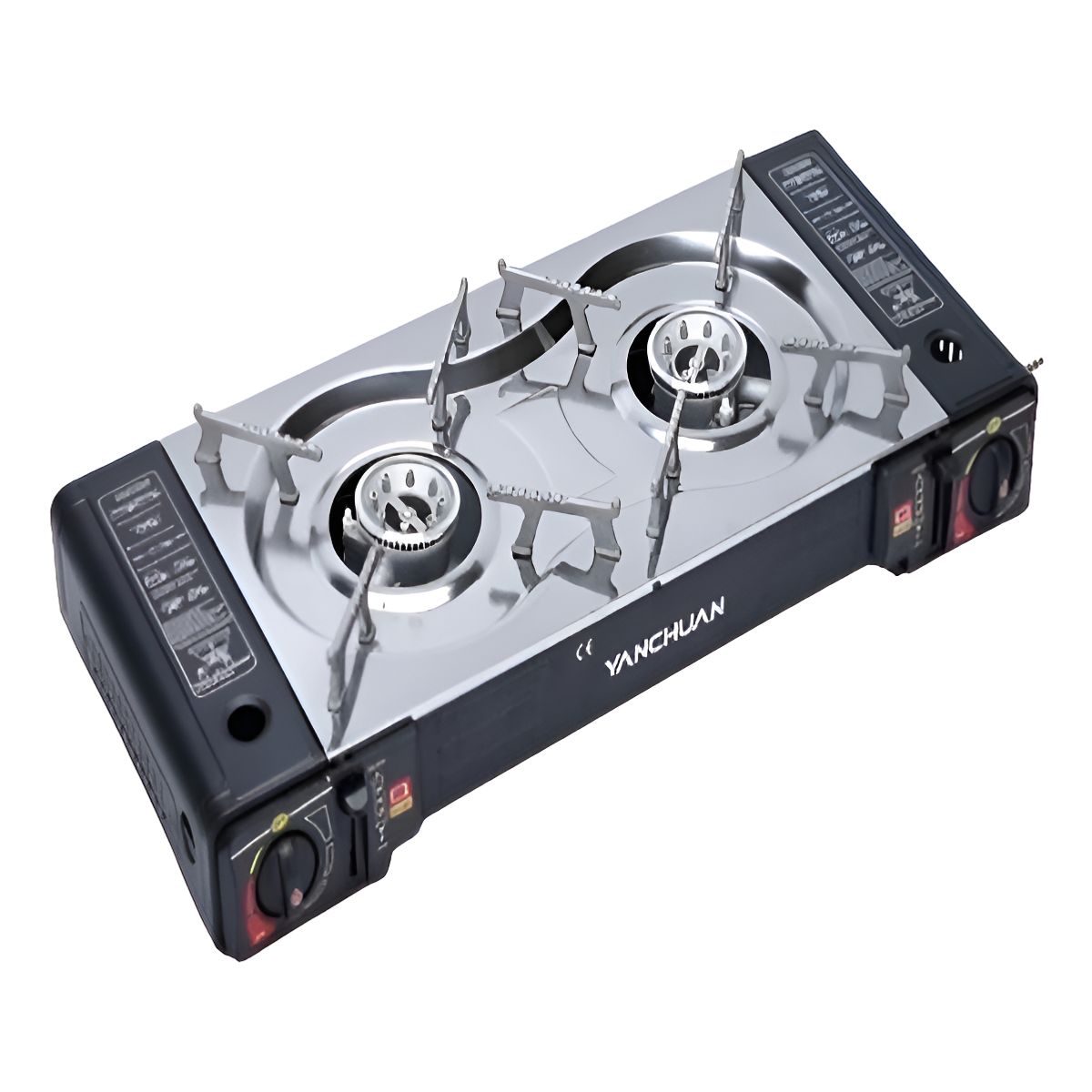 GENERICO - Cocinilla Encimera Portátil 2 Quemadores Porta Gas Negro