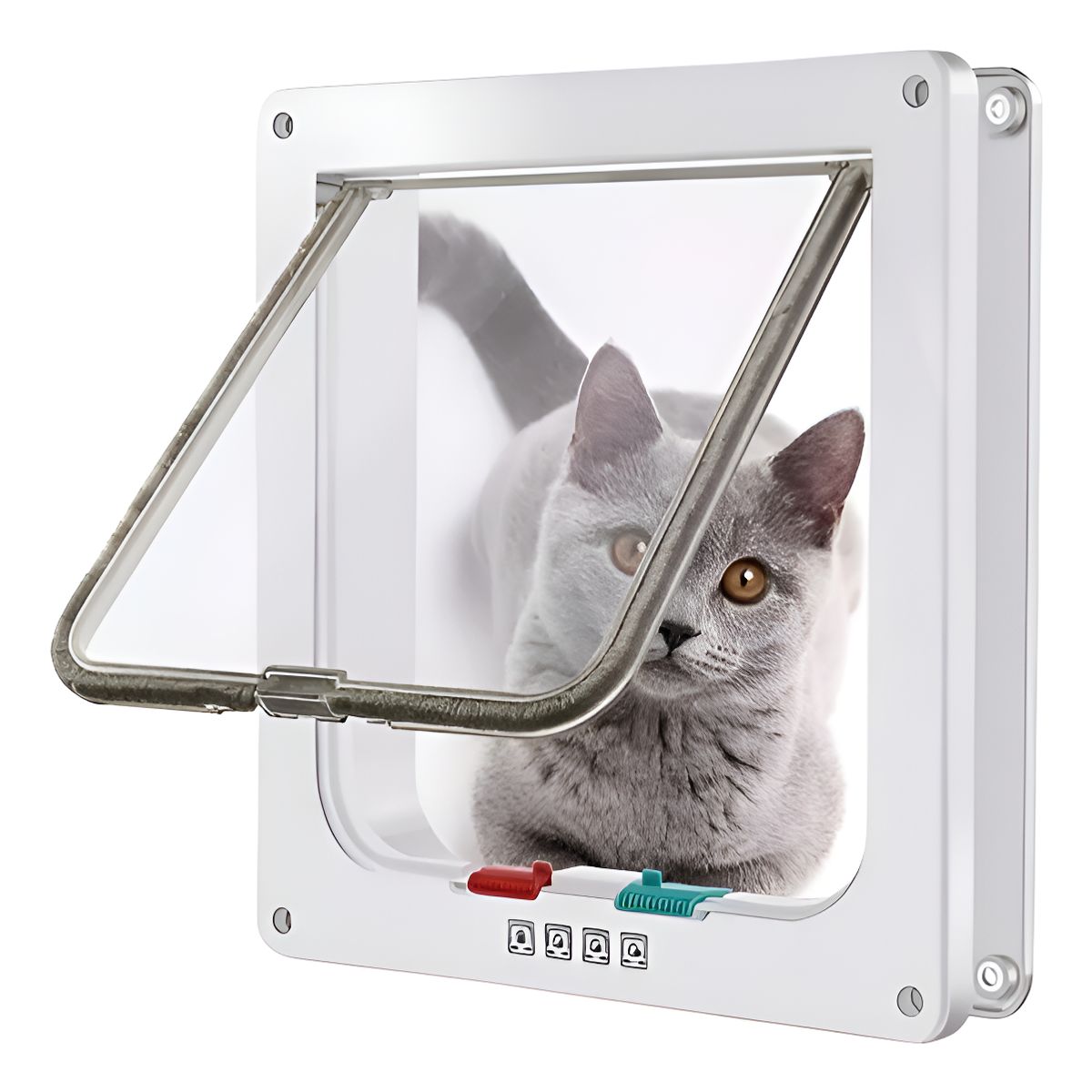 GENERICO - Puerta Para Gatos Y Perro Abatible Puerta Exterior Blanco