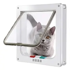GENERICO - Puerta Para Gatos Y Perro Abatible Puerta Exterior Blanco