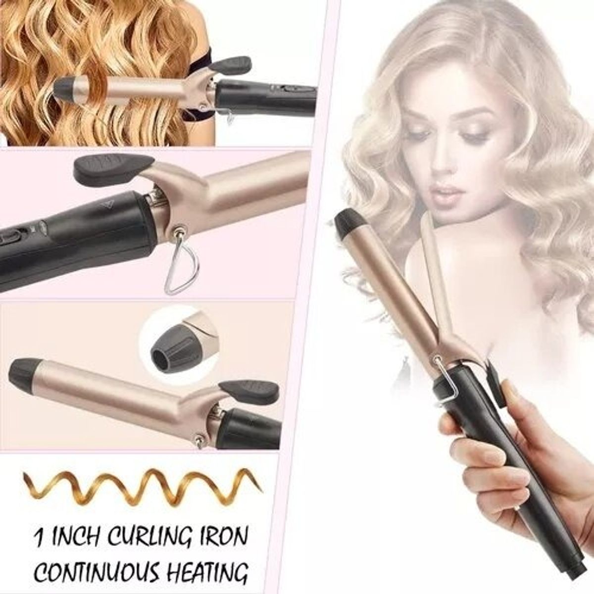 GENERICO - Plancha Rizadora Para El Cabello Automatica Dorado Oscuro