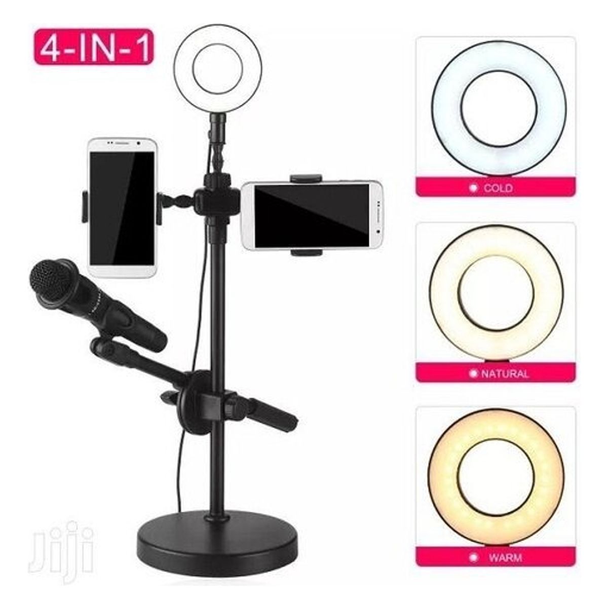 GENERICO - Aro De Luz Base Porta Microfono Y Celular Kit Youtuber Negro Rgb