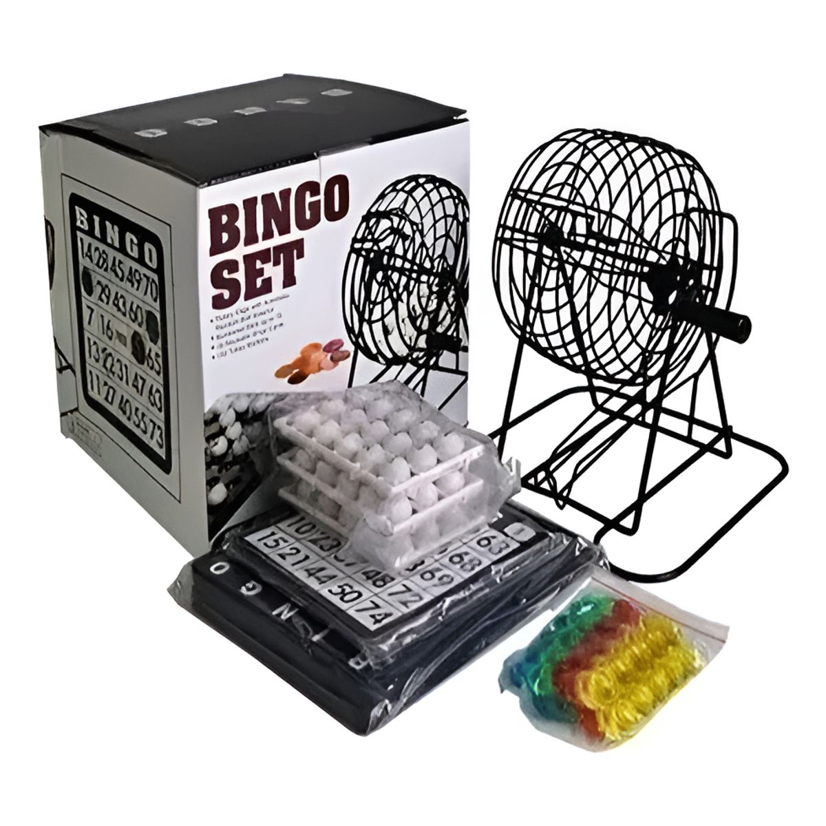 GENERICO - Set Completo Bingo Tómbola Metálica Clásico De Lujo