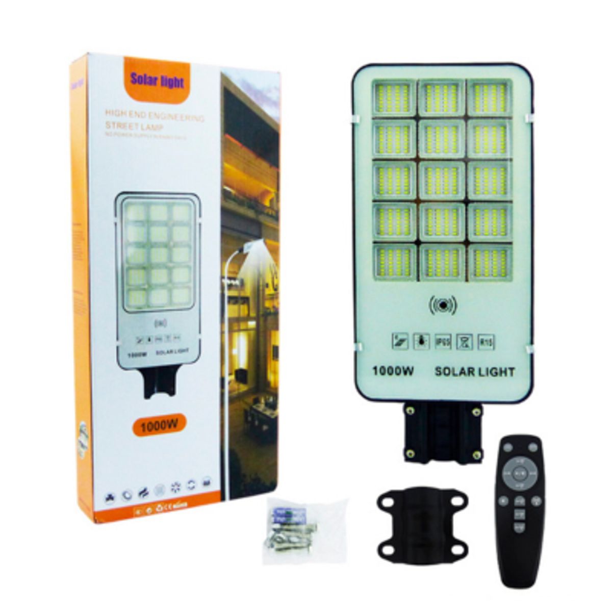 GENERICO - Foco Para Poste Solar De1000 Watt, 420 LED En 15 Placas, Con Control.