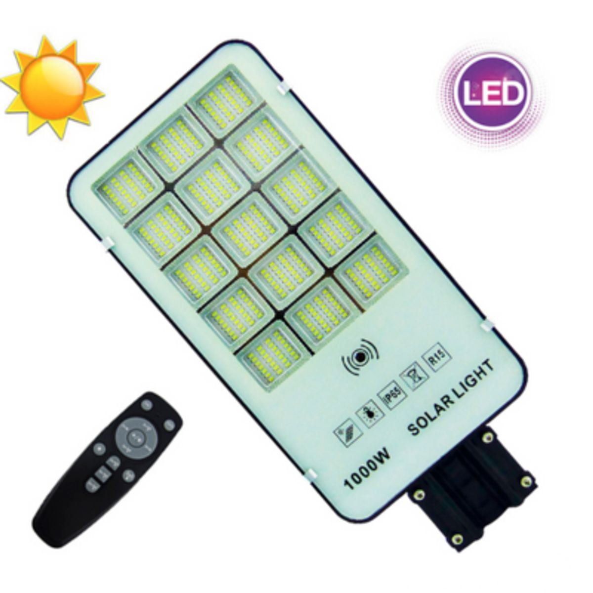 GENERICO - Foco Para Poste Solar De1000 Watt, 420 LED En 15 Placas, Con Control.
