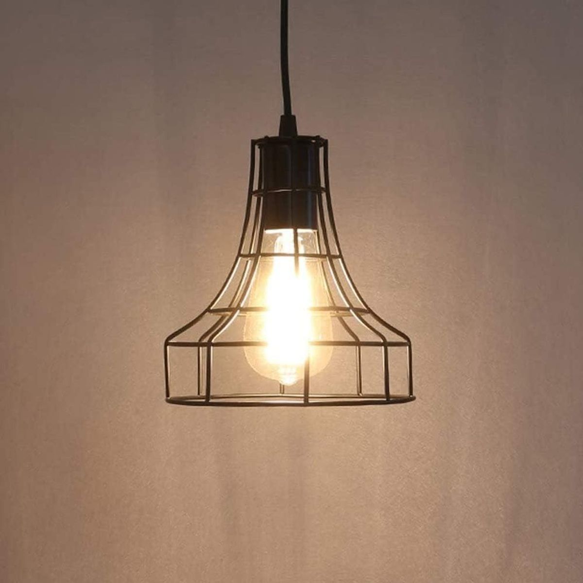 GENERICO - Lampara De Techo Colgante Moderna Living Dormitorio Rustica Negro