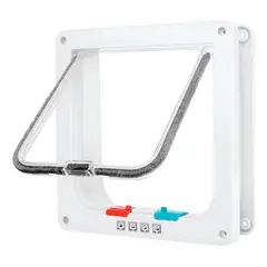 GENERICO - Puerta Para Gatos Y Perro Abatible Puerta Exterior Mascota Color Blanco