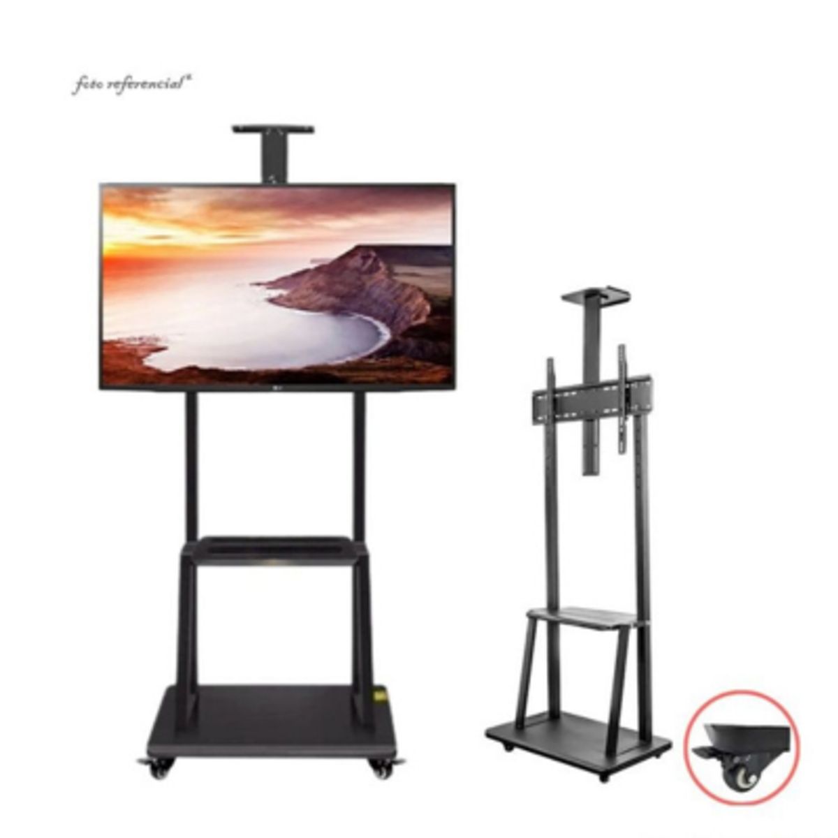GENERICO - Soporte De TV De 40 A 75 Pulgadas, Rack Tipo Pedestal Full Con Ruedas Y Altura Maxima 2.10 Mts