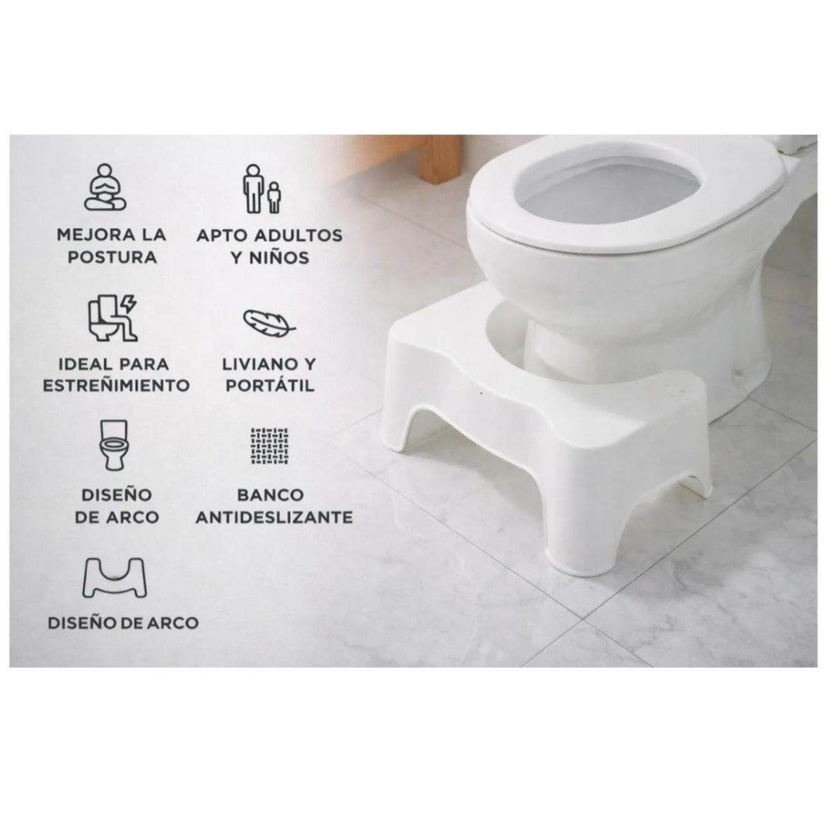 BE BLU - Banca Ergonómica Apoya Pies WC Mejora Postura Natural Digestiva