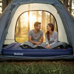 LINE - Colchón Inflable 2 Plazas Camping Más Inflador Y Dos Almohadas Bestway