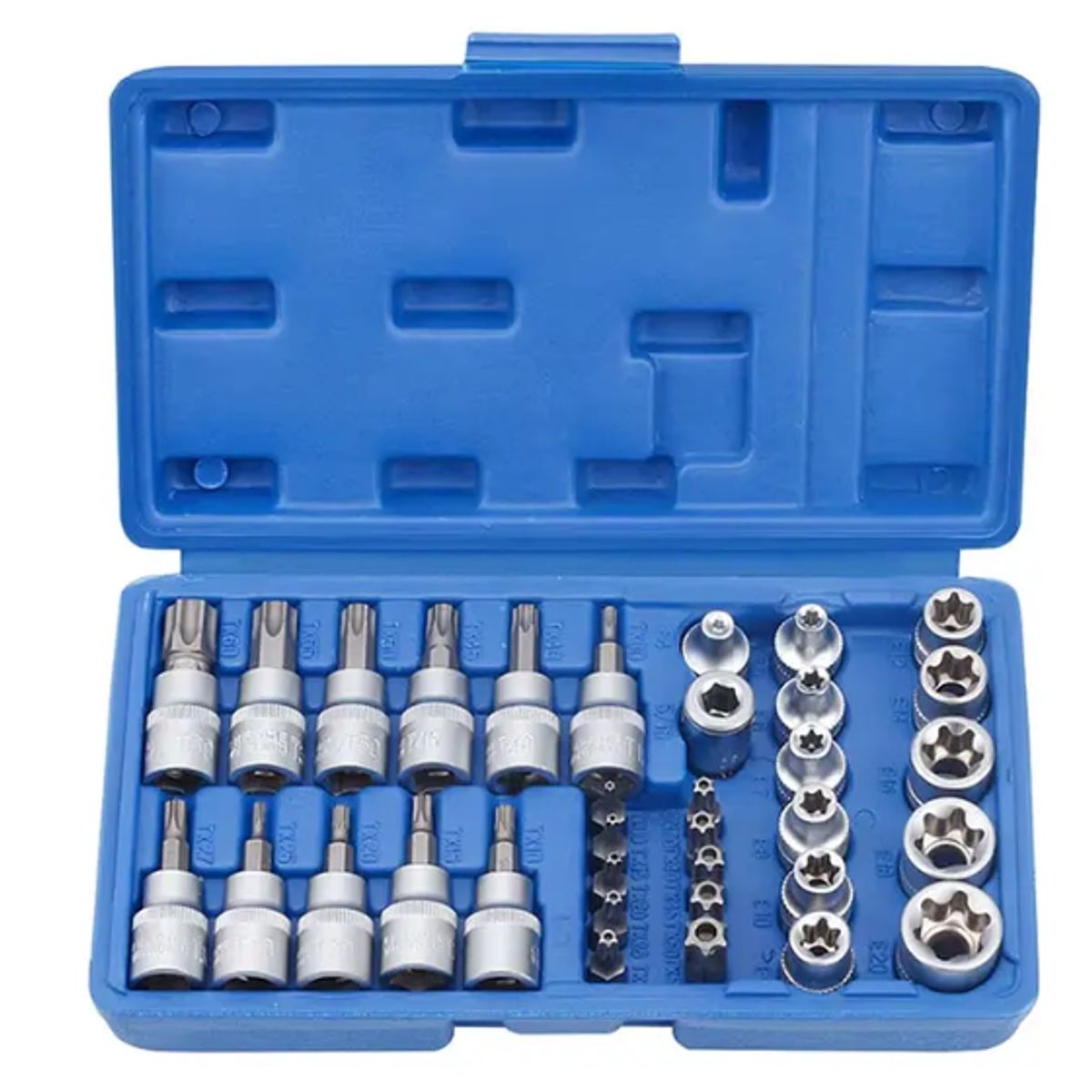 GENERICO - Set Dados Torx Estrella 34 Piezas 38 Cuadro Cromo Vanadio