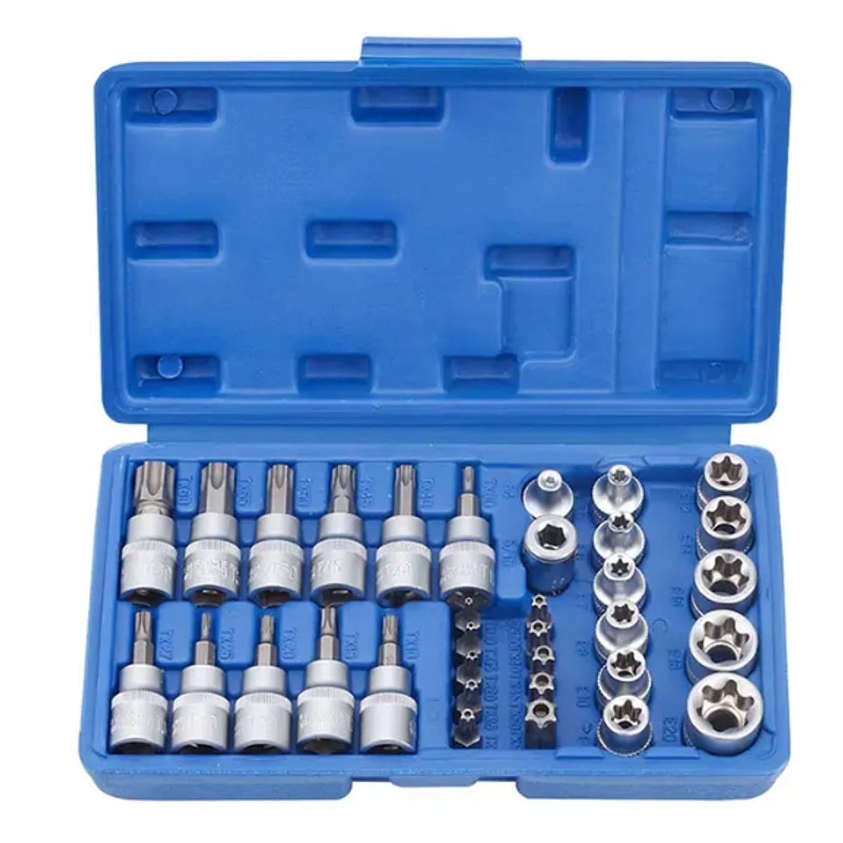 GENERICO - Set Dados Torx Estrella 34 Piezas 38 Cuadro Cromo Vanadio