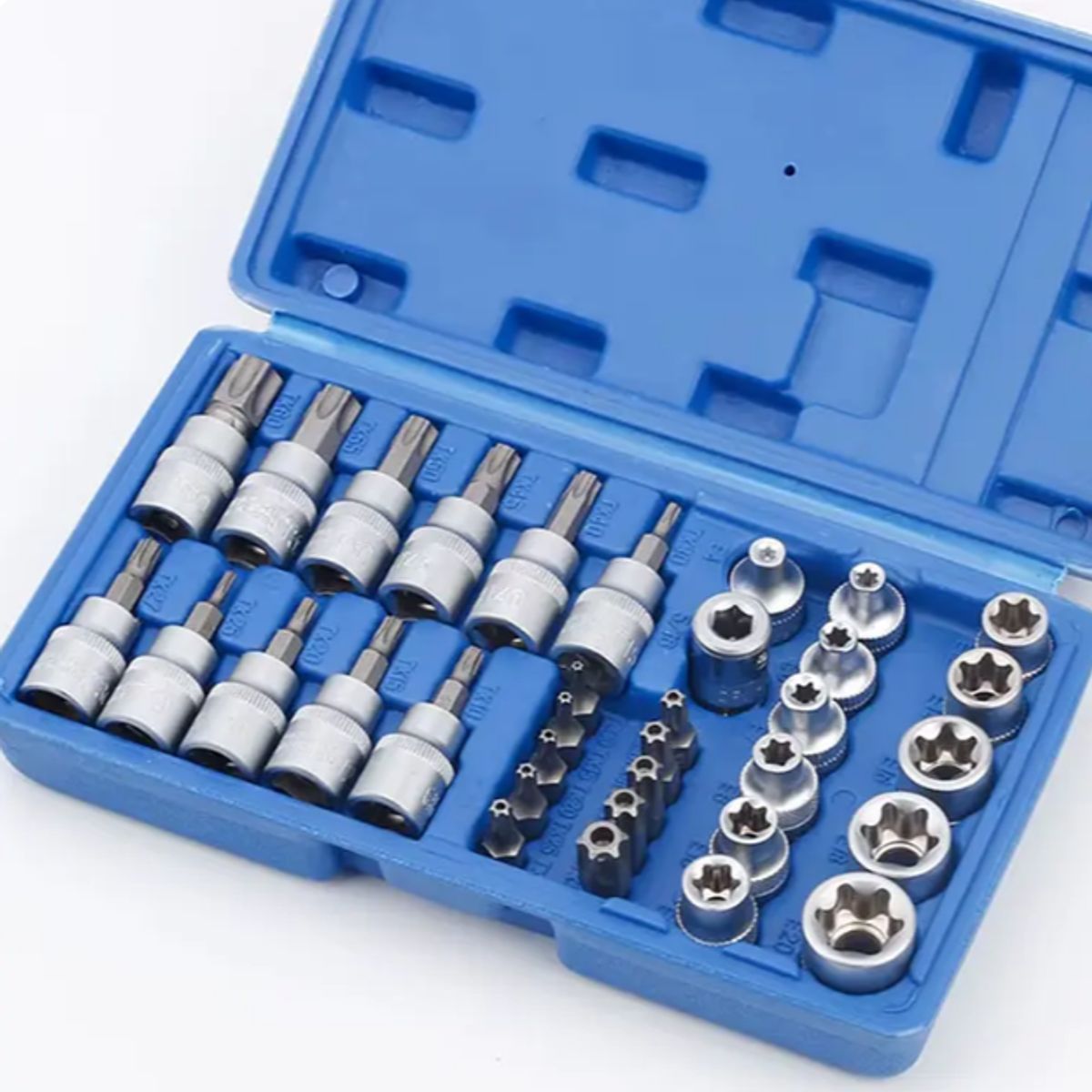 GENERICO - Set Dados Torx Estrella 34 Piezas 38 Cuadro Cromo Vanadio