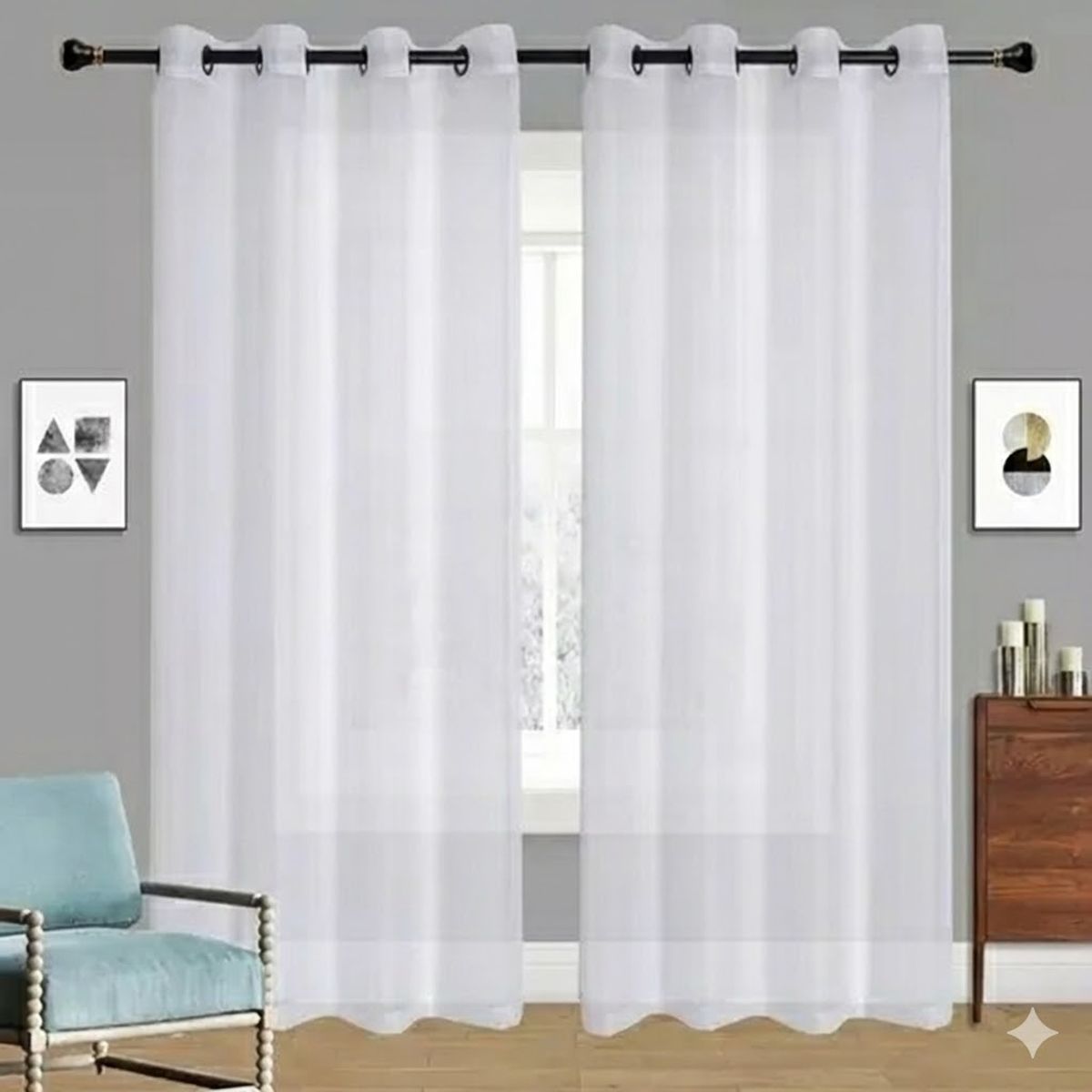 GENERICO - Cortina Velo Liso Con Argolla 140x220 Cm