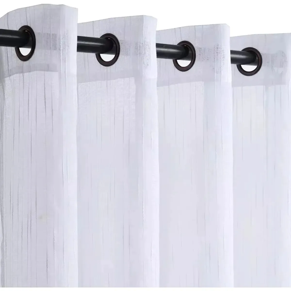 GENERICO - Velo Lino Lluvia Visillo 2 Paños Blancos – Cortina Translúcida para Ventanas