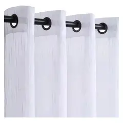 GENERICO - Velo Lino Lluvia Visillo 2 Paños Blancos – Cortina Translúcida para Ventanas