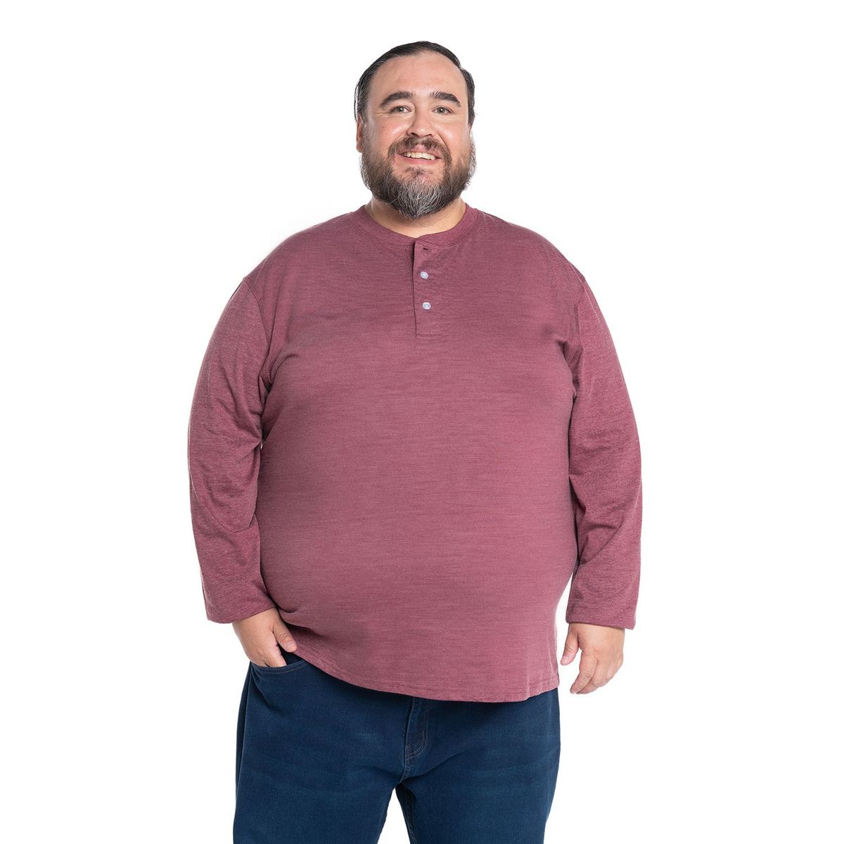 KOTTING - Polera Manga Larga Cuello Redondo Botones Hombre