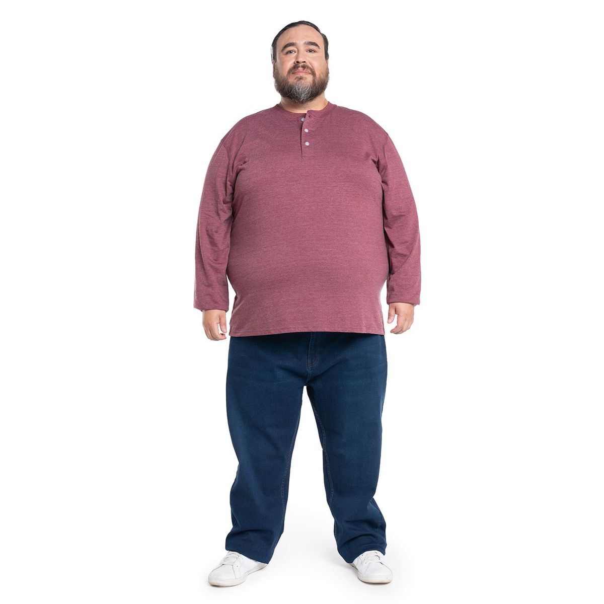 KOTTING - Polera Manga Larga Cuello Redondo Botones Hombre