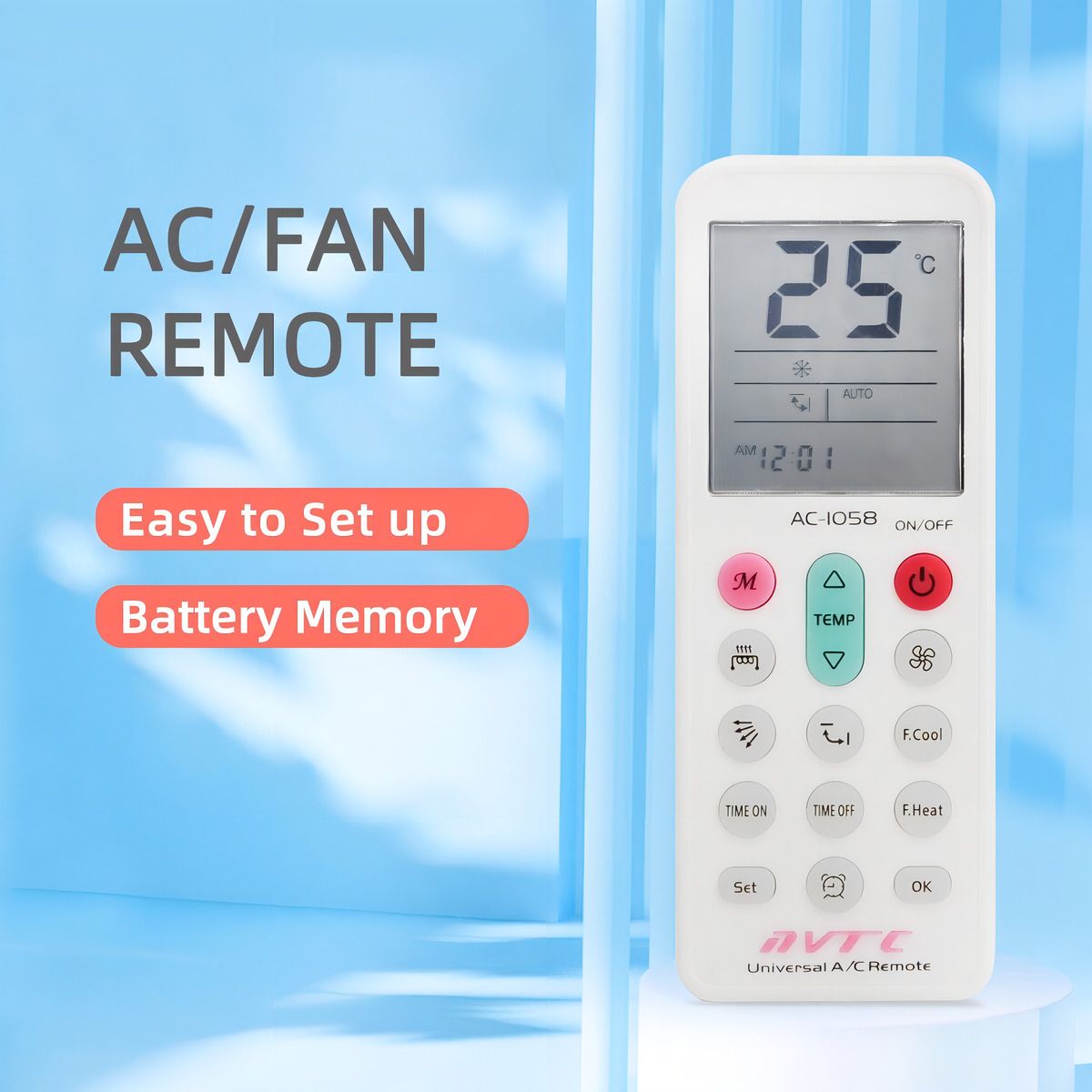 GENERICO - Control Remoto Universal IRM AC-1058 Para Aire Acondicionado Blanco