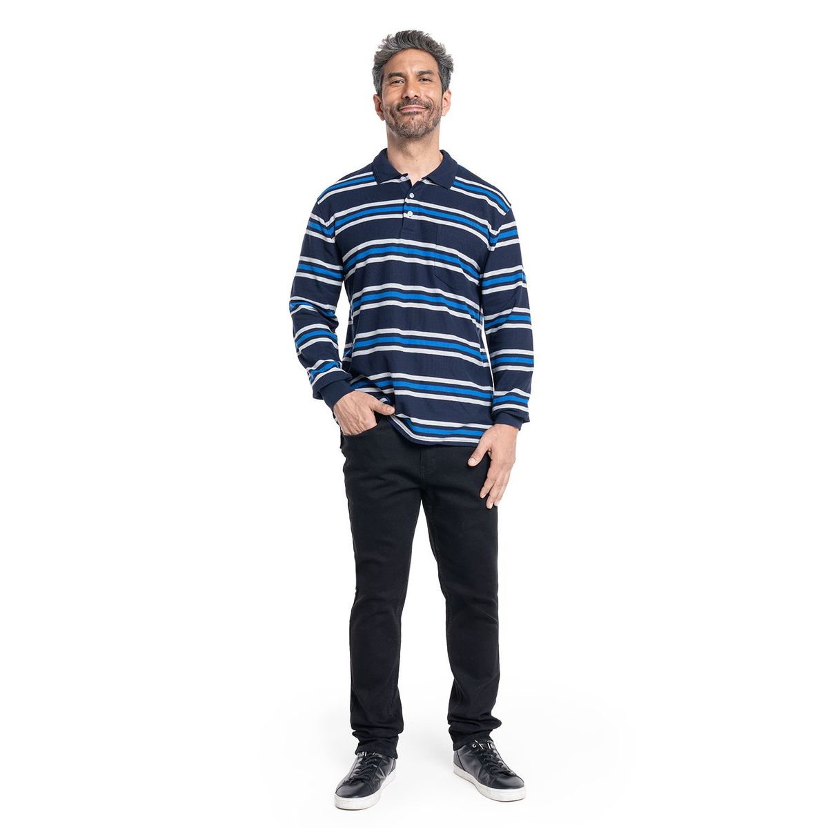 KOTTING - Polera Manga Larga Piqué Rayas Hombre