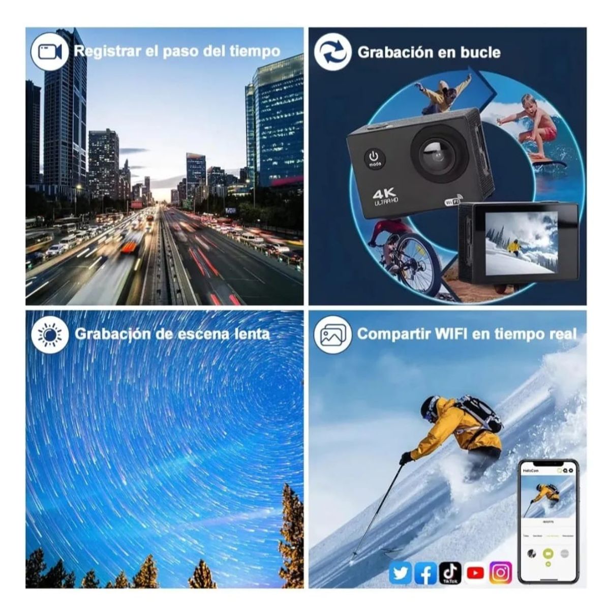 GENERICO - Cámara de Acción 4K Ultra HD con WiFi