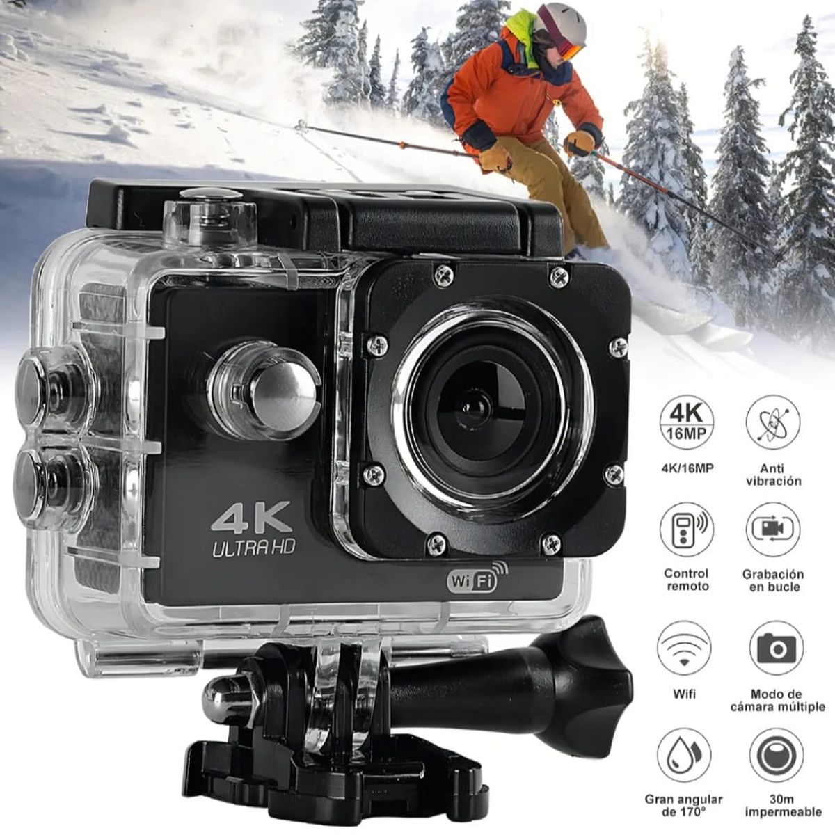 GENERICO - Cámara de Acción 4K Ultra HD con WiFi