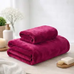 GARSIL - Pack 2 Toallas Deportiva delgada de Microfibra 140x70 + 75x35 Secado Rapido burdeo