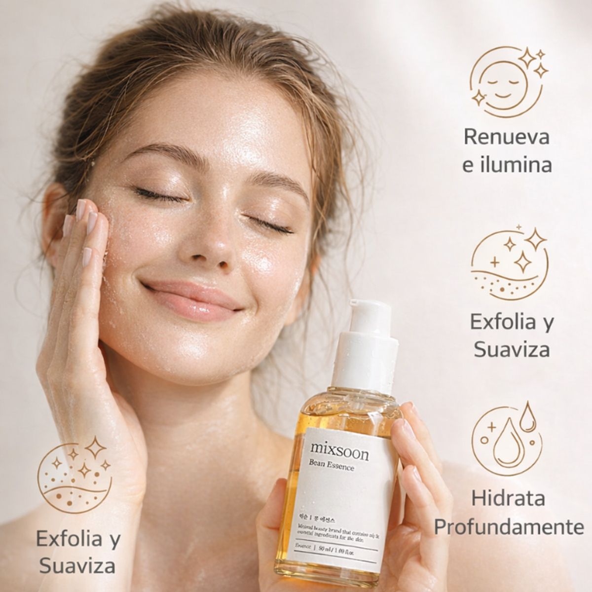 MIXSOON - Esencia Facial Mixsoon Hidratante Exfoliante Suave Bean Essence Hidratante 50ml