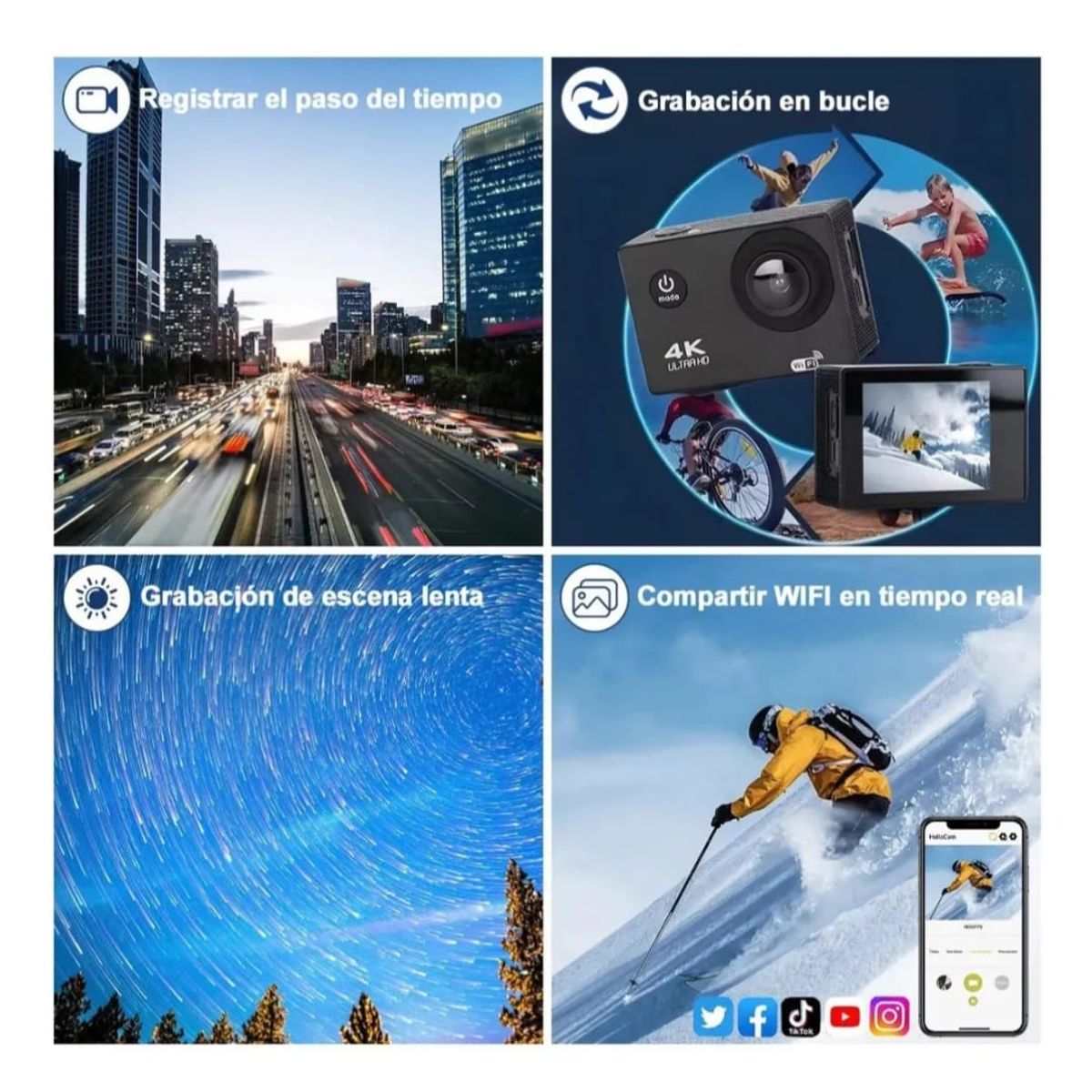GENERICO - Cámara de Acción 4K Ultra HD con WiFi