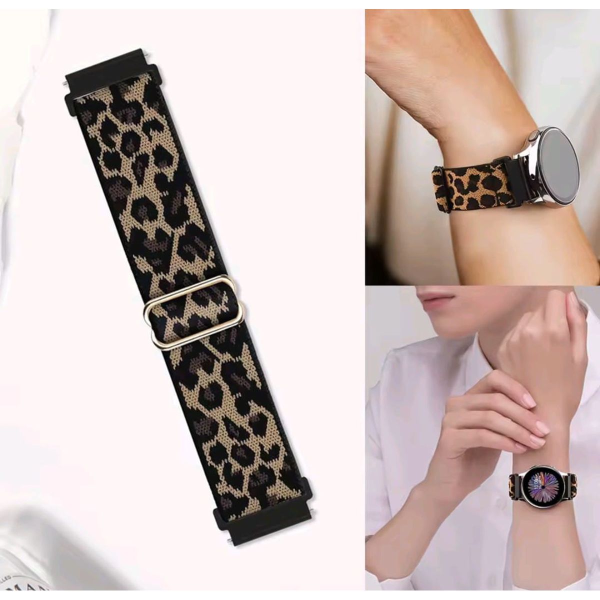 GENERICO - Correa 20mm Animal Print Compatible Con Galaxy-huawei-garmin 20 Cm CAFE