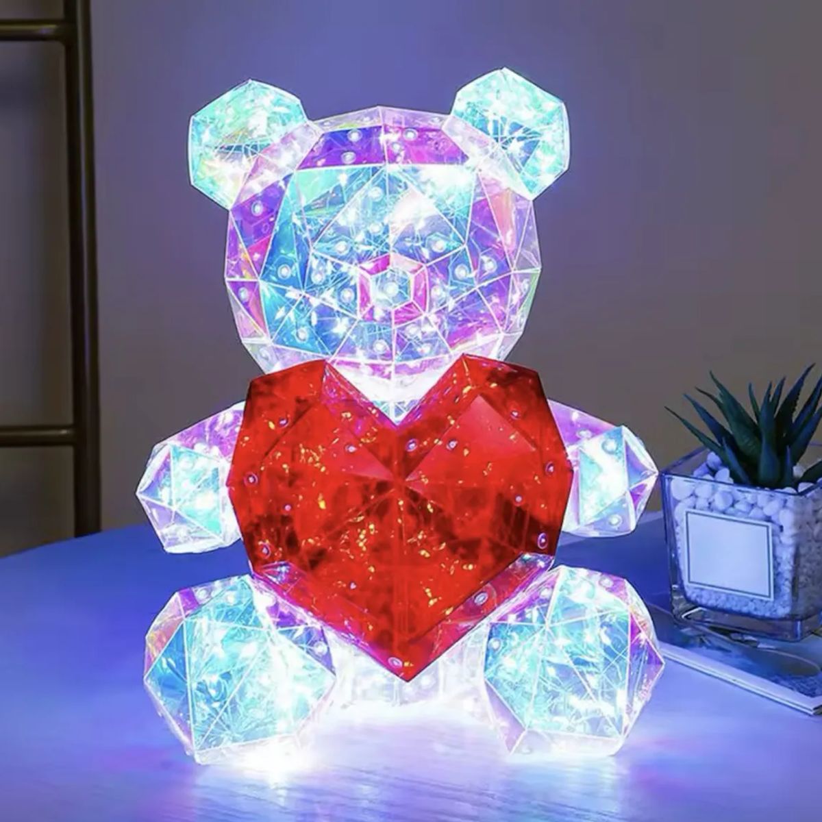 GENERICO - Caja De Regalo Oso Led Corazón San Valentín 30cm