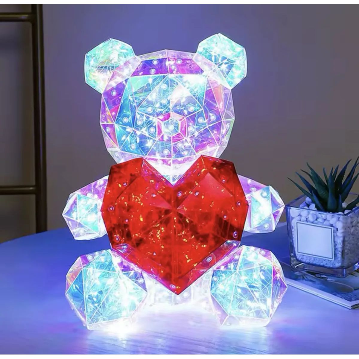 GENERICO - Caja De Regalo Oso Led Corazón San Valentín 30cm