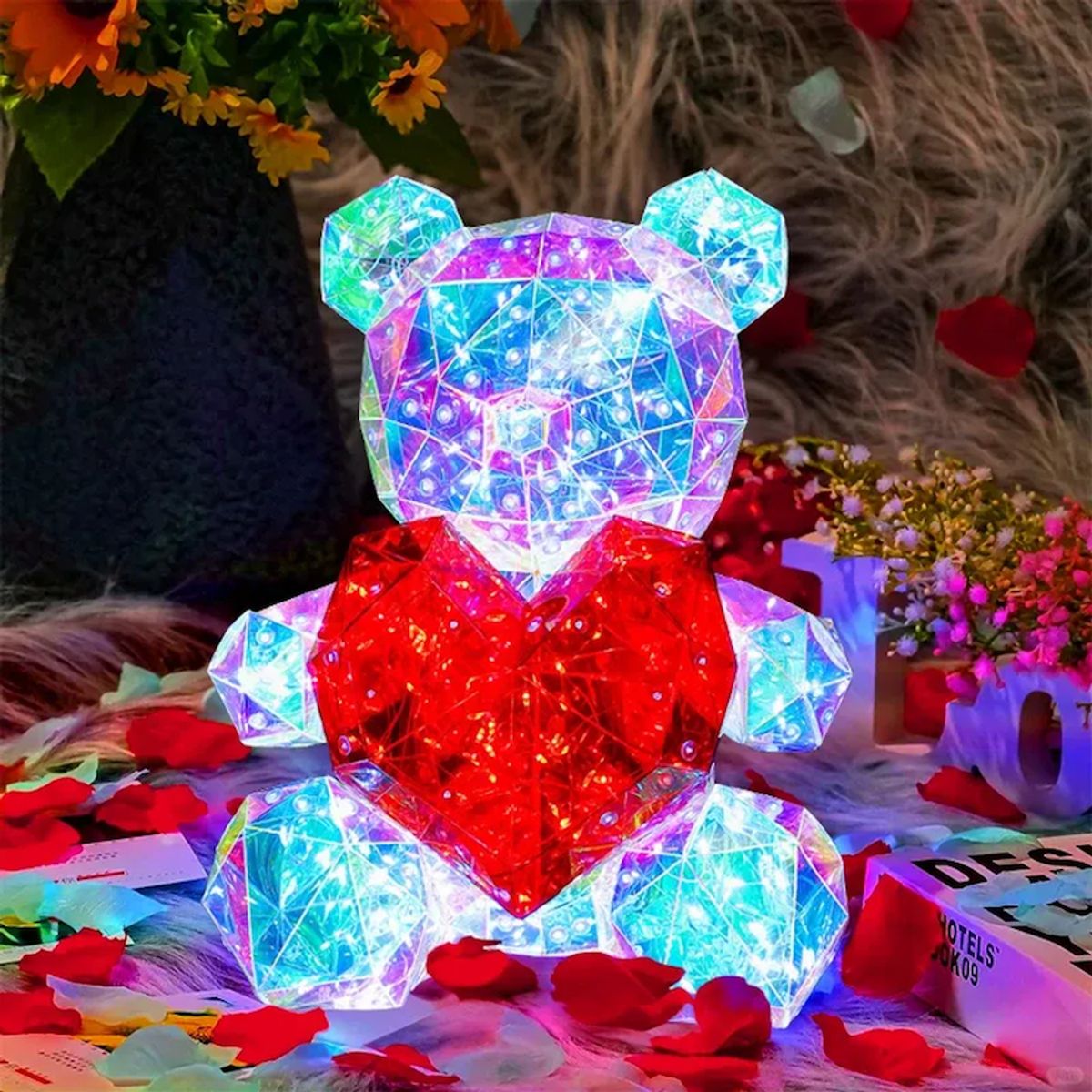 GENERICO - Caja De Regalo Oso Led Corazón San Valentín 30cm