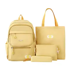 DANWEILE - Mochila impermeable de gran capacidad para mujer 4 piezas-Amarillo