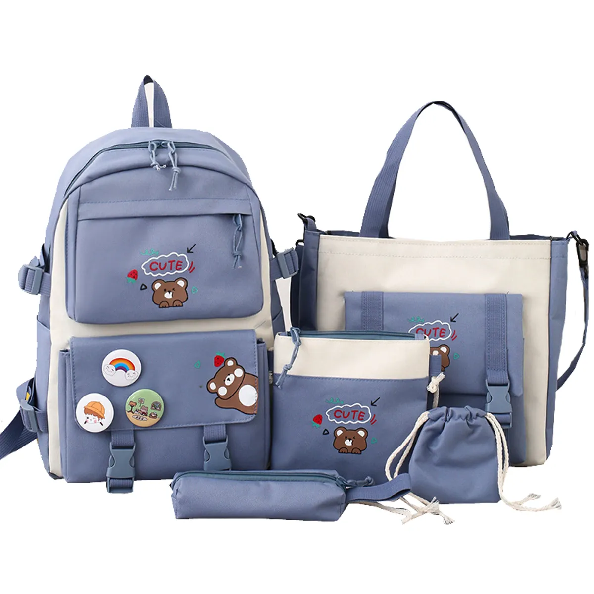 DANWEILE - Mochila impermeable de gran capacidad para mujer 5 piezas-Azul