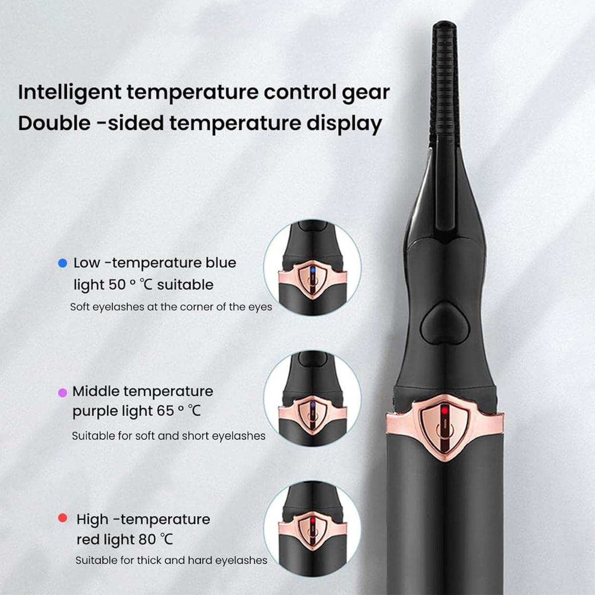 KUANGYE - Mini USB Rechargeable Portátil Rizador de Pestañas Eléctrico con 3 ajustes de temperatura