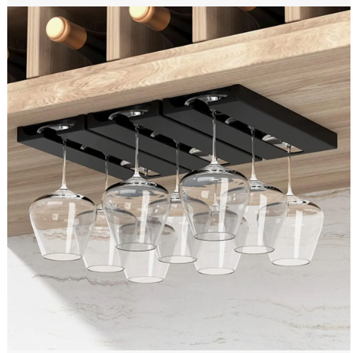 GENERICO - 4pcs Estante Para Copas De Vinocolgador De Copas bares Negro