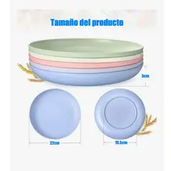 GENERICO - 15 Platos Plásticos Reutilizable Colores 22cm