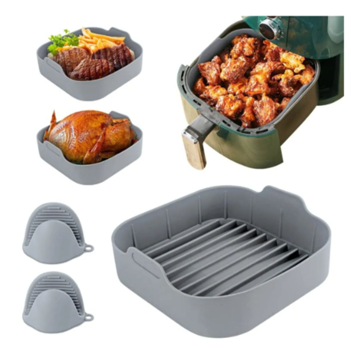 GENERICO - Set Bandeja Silicona Para Freidora De Aire Cesto