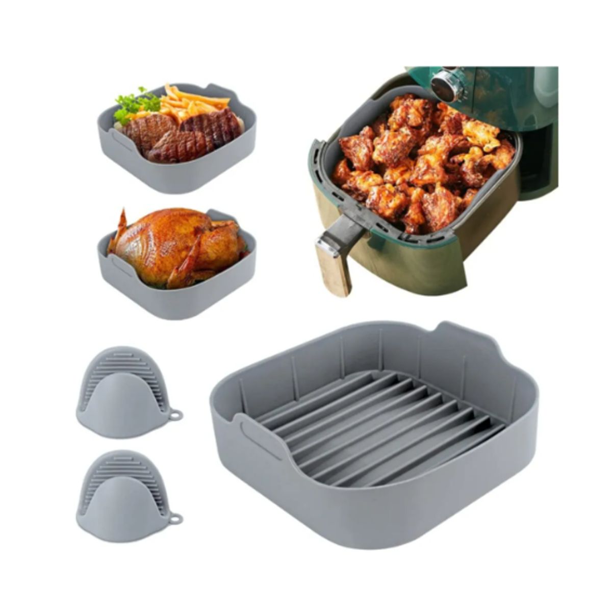 GENERICO - Set Bandeja Silicona Para Freidora De Aire Cesto