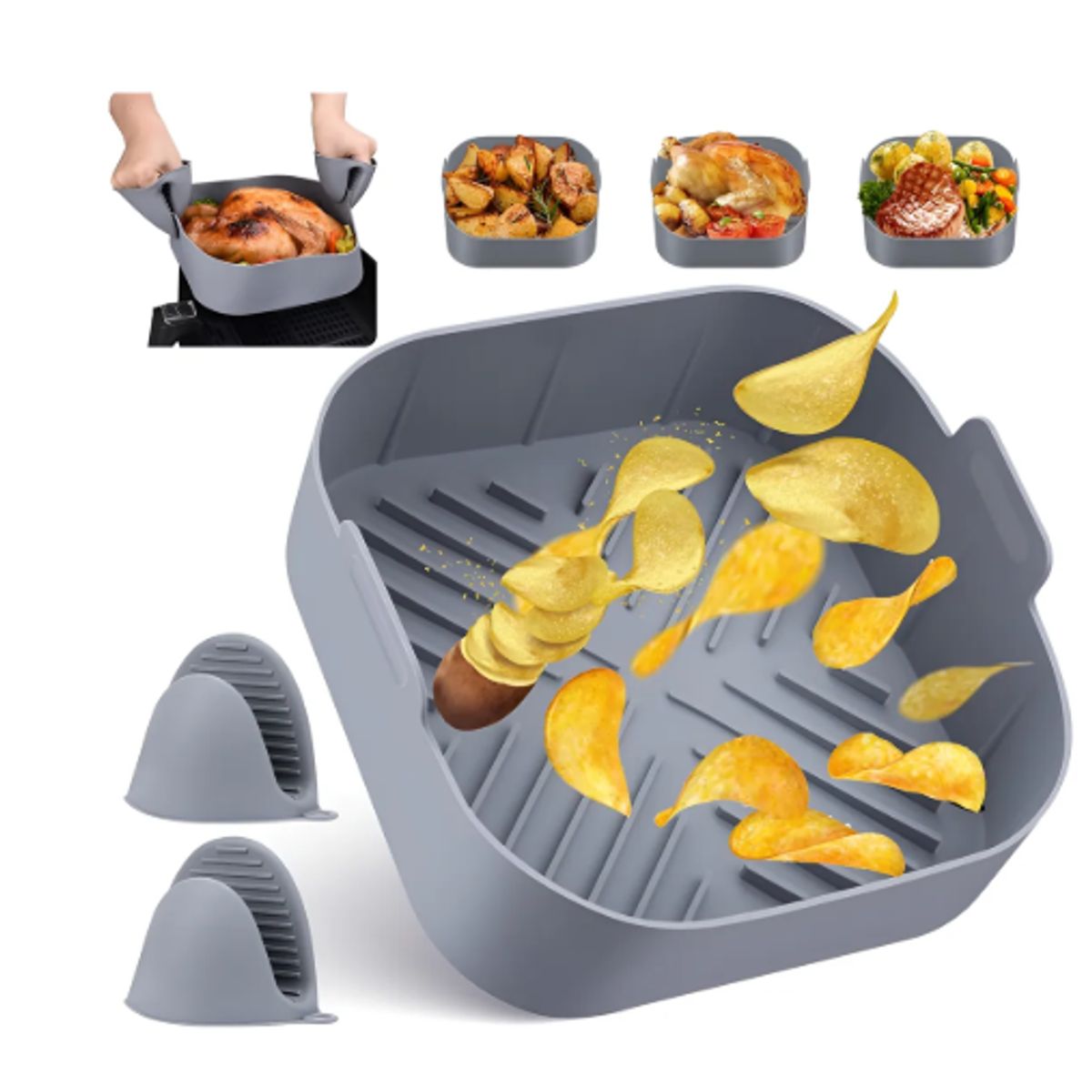 GENERICO - Set Bandeja Silicona Para Freidora De Aire Cesto