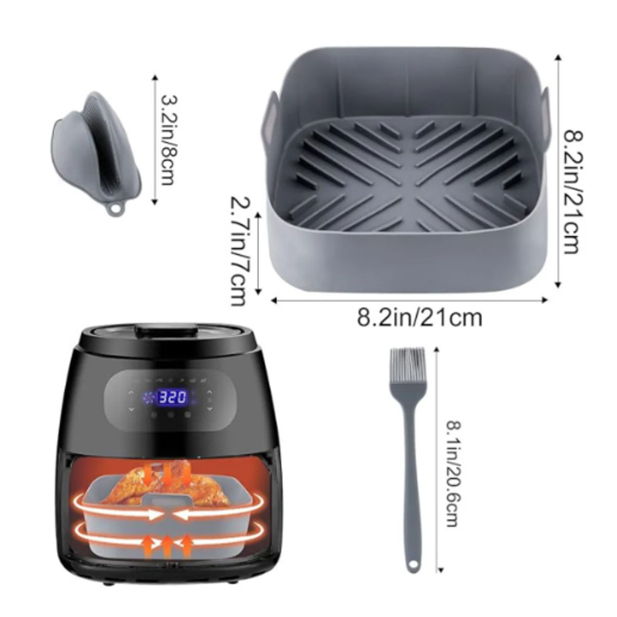 GENERICO - Set 4 Bandeja Silicona Para Freidora De Aire Cesto